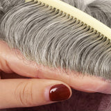 Men's Non-Surgical Hair System 006 - Darkest brown (#1B) with 80% grey