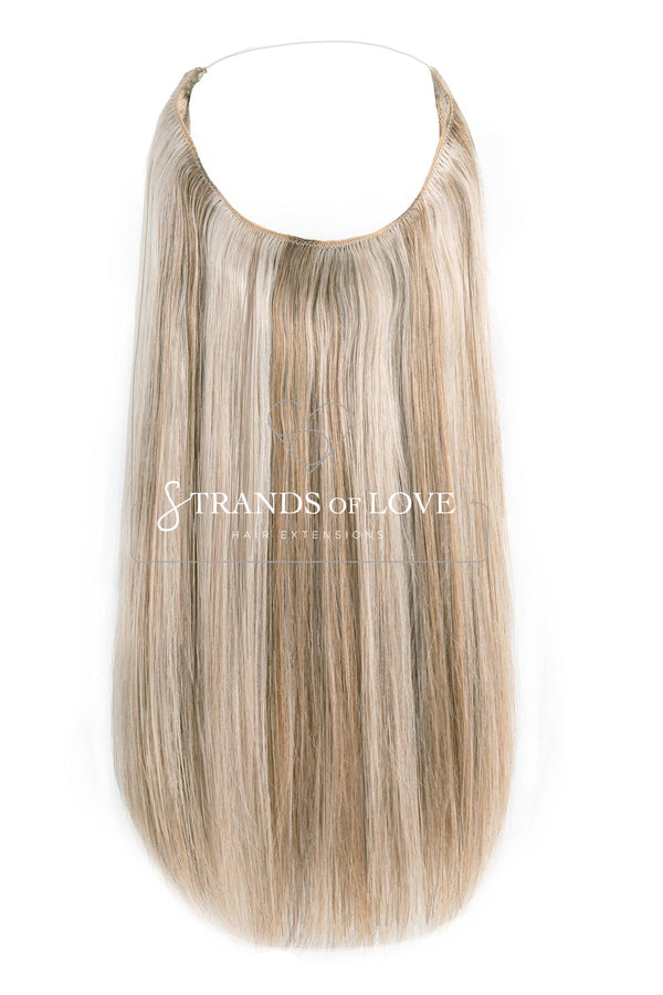 20 Inch / 50 cm Halo Hair Piece -Ash Blonde Highlight (#Silver/7)