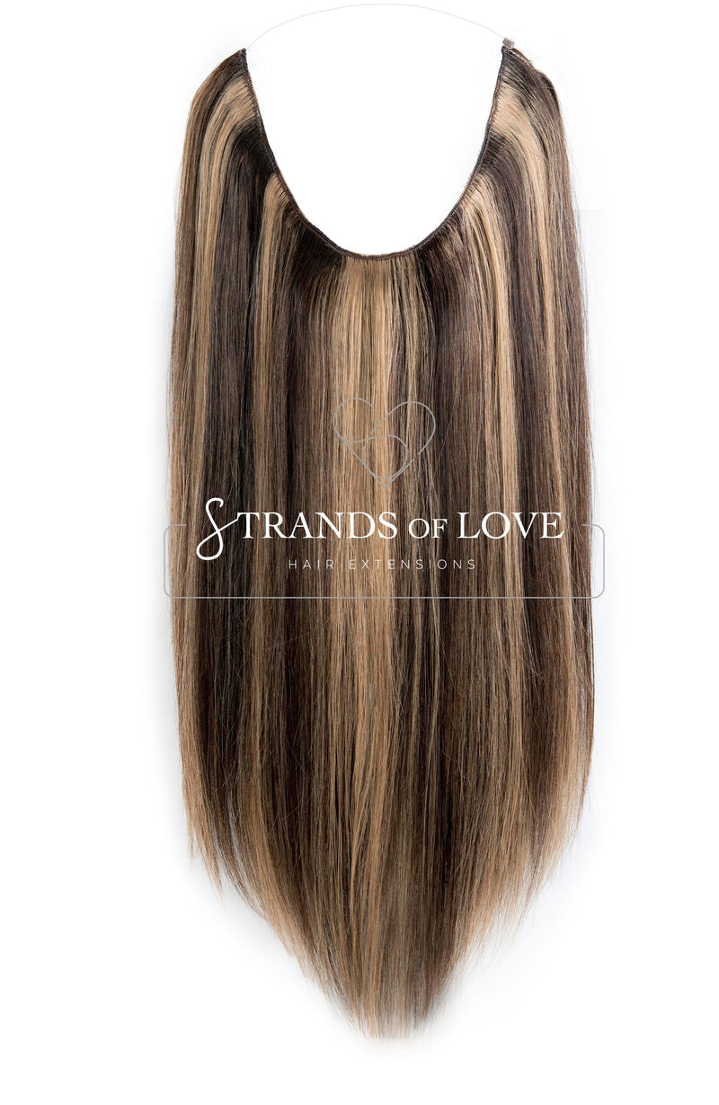 20 Inch / 50 cm Halo Hair Piece -Toffee Highlight (#1B/7)