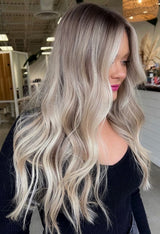 20 Inch / 50 cm Halo Hair Piece -Ash Blonde Highlight (#Silver/7)