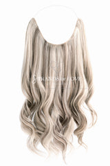 20 Inch / 50 cm Halo Hair Piece -Ash Blonde Highlight (#Silver/7)