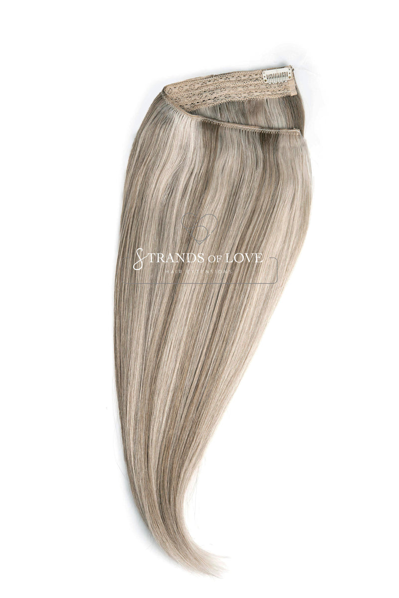 20 Inch / 50 cm Halo Hair Piece -Ash Blonde Highlight (#Silver/7)