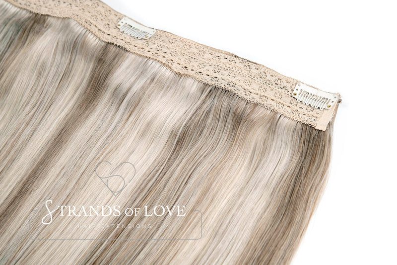 20 Inch / 50 cm Halo Hair Piece -Ash Blonde Highlight (#Silver/7)