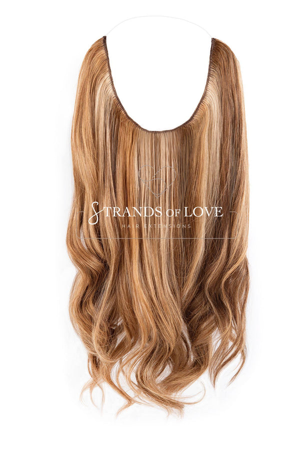 20 Inch / 50 cm Halo Hair Piece -Honey Highlight (#4/8/20)