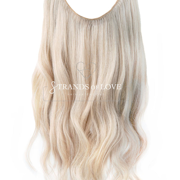 20 Inch 50 cm Halo Hair Piece Ice Blonde ICE Strands Of