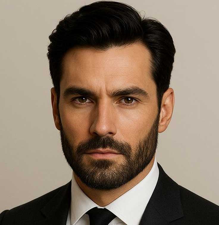 Men's Non-Surgical Hair System 002 - Black (#1) - Skin Base