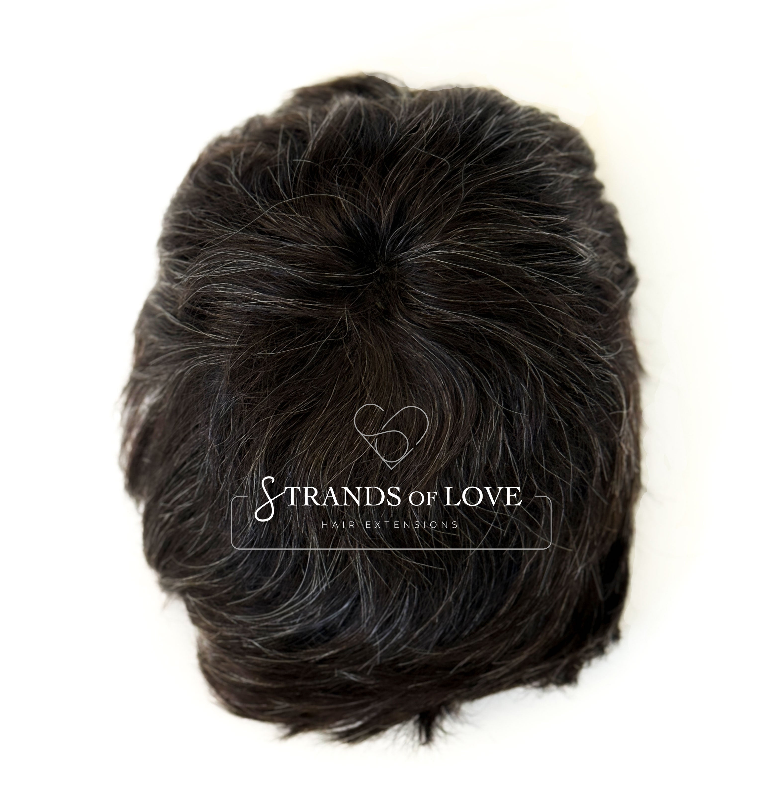 Men's Non-Surgical Hair System 014 - Darkest Brown (#1B) with 20% Grey - Skin Base
