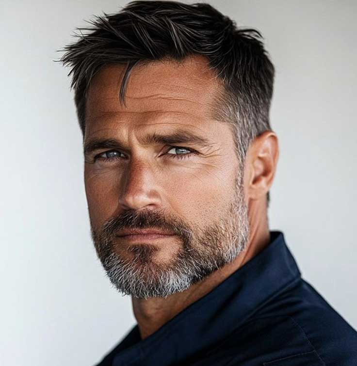 Men's Non-Surgical Hair System 014 - Darkest Brown (#1B) with 10% Grey - Skin Base