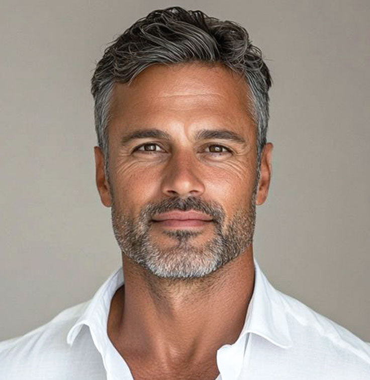 Men's Non-Surgical Hair System 011 - Dark brown (#1B) with 30% Grey -  Mono Base