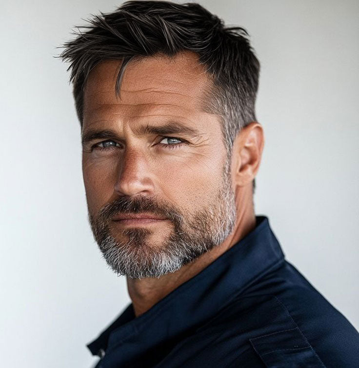 Men's Non-Surgical Hair System 014 - Darkest Brown (#1B) with 20% Grey - Skin Base