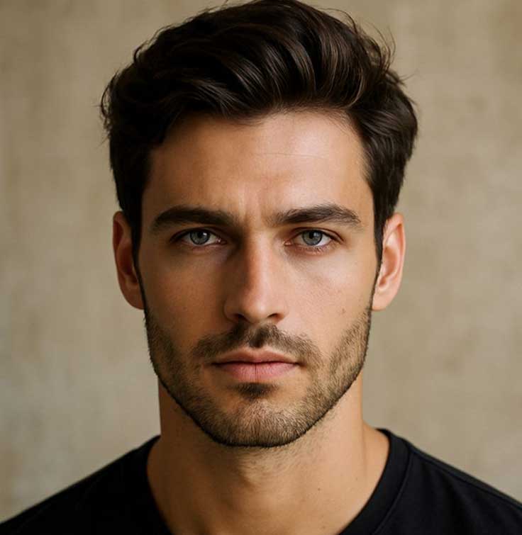 Men's Non-Surgical Hair System 003 - Darkest Brown (#1B)- Skin Base