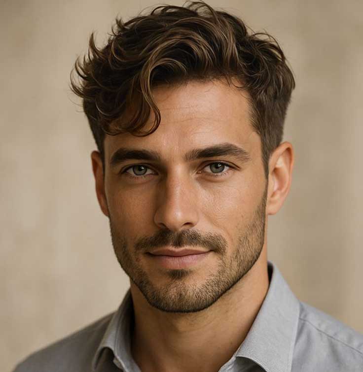 Men's Non-Surgical Hair System 007 - Natural Brown (#4) - Skin Base