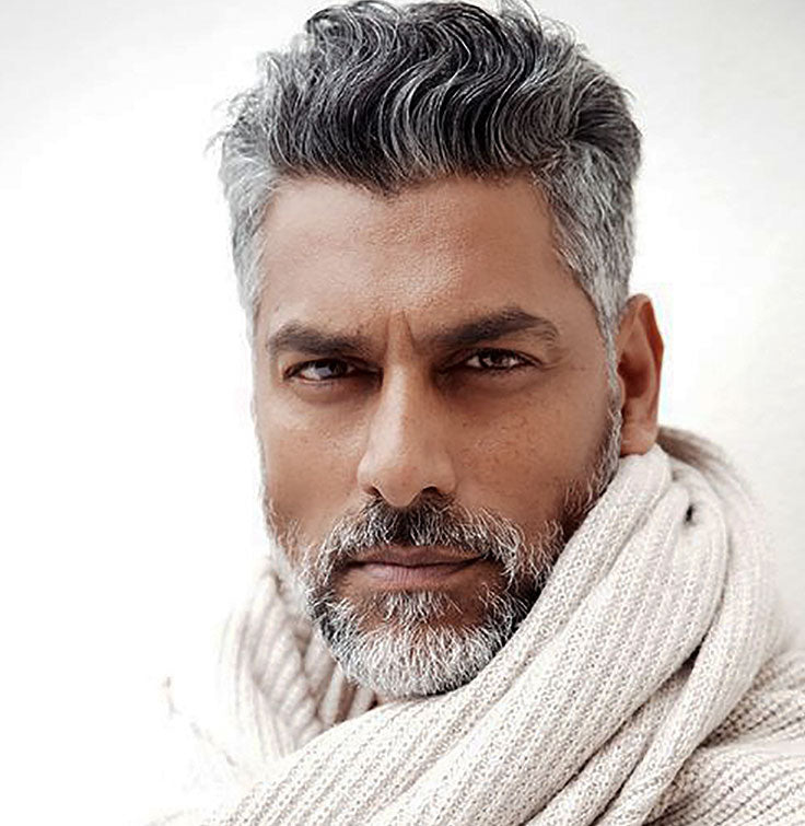 Men's Non-Surgical Hair System 011 - Dark brown (#1B) with 20% grey