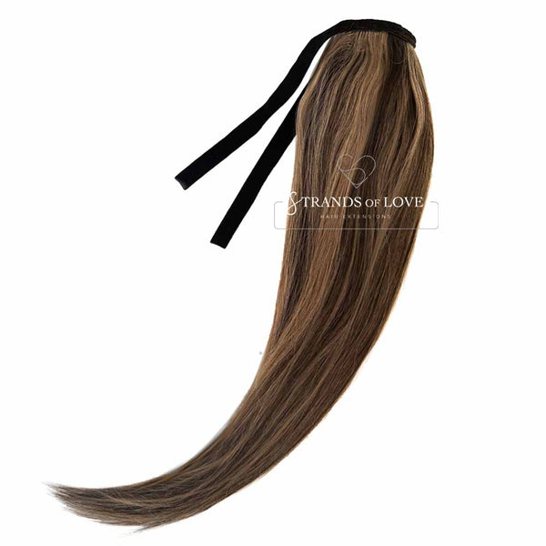 SOL Clip-In Ponytail Hair Extensions - Toffee Highlight (#1B7)