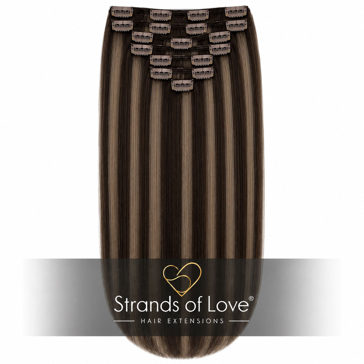 SOL Clip-In Hair Extensions - Toffee Highlight (#1B/7)