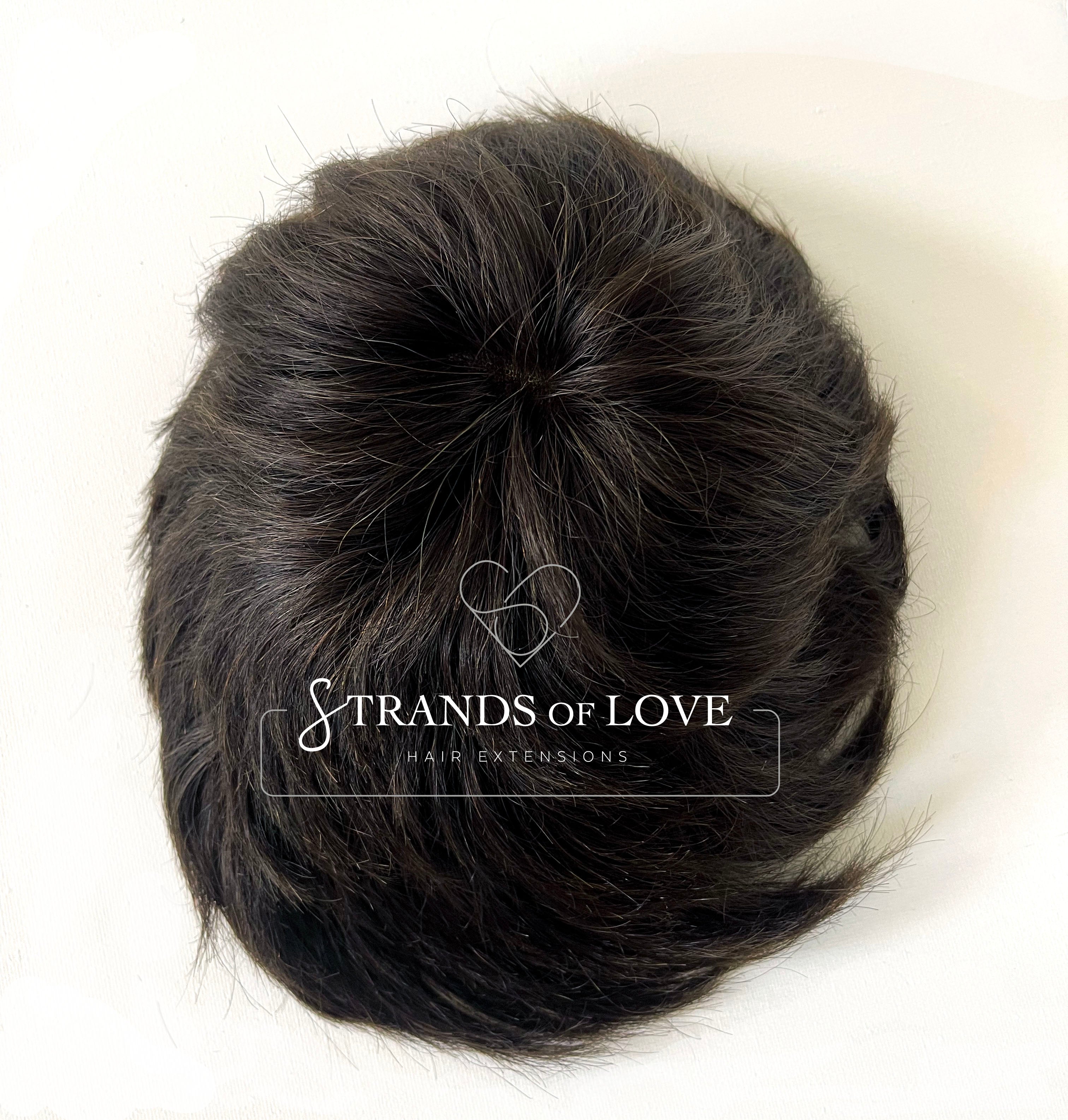 Men's Non-Surgical Hair System 003 - Darkest Brown (#1B)- Skin Base