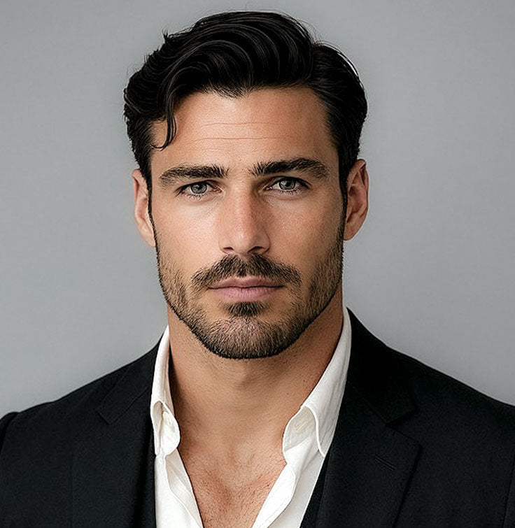 Men's Non-Surgical Hair System 002 - Black (#1) - Skin Base