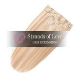 Strands of Love 20 Inch Classic Clip-In Hair Extensions 60/20 Light Vanilla Highlight