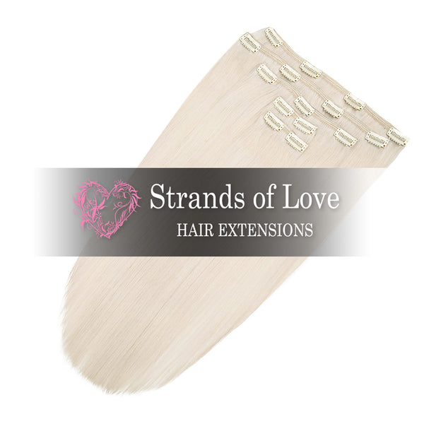 Strands of Love 20 Inch Classic Clip-In Hair Extensions Silver Platinum Blonde