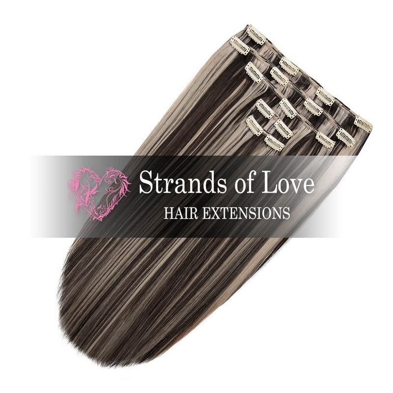 Strands of Love 20 Inch Classic Clip-In Hair Extensions 1B Silver Highlight